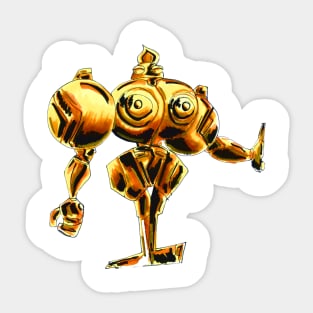 golden dogu metal armored knight in ecopop ancient statue art Sticker